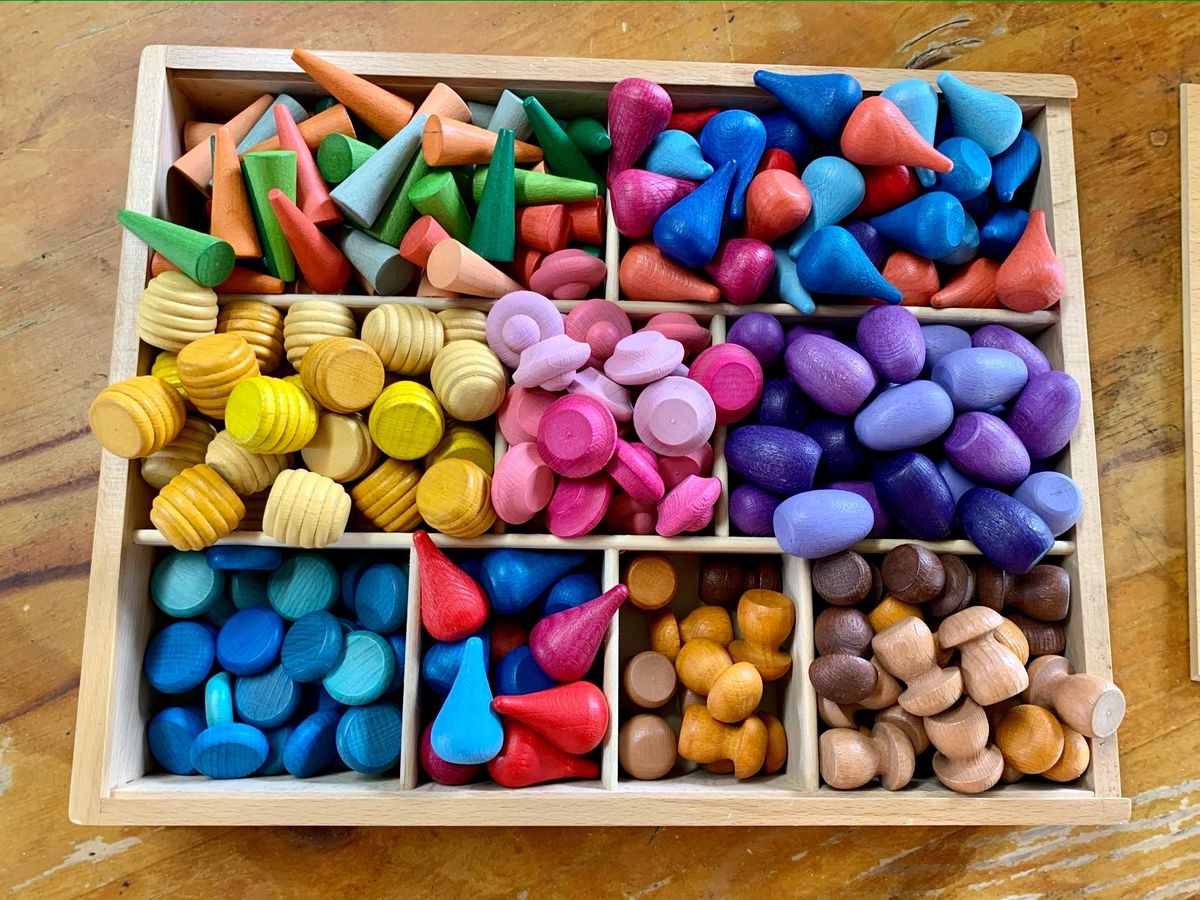 Wooden Rainbow Colour Mandala Loose Parts 324pcs Set - HAPPY GUMNUT