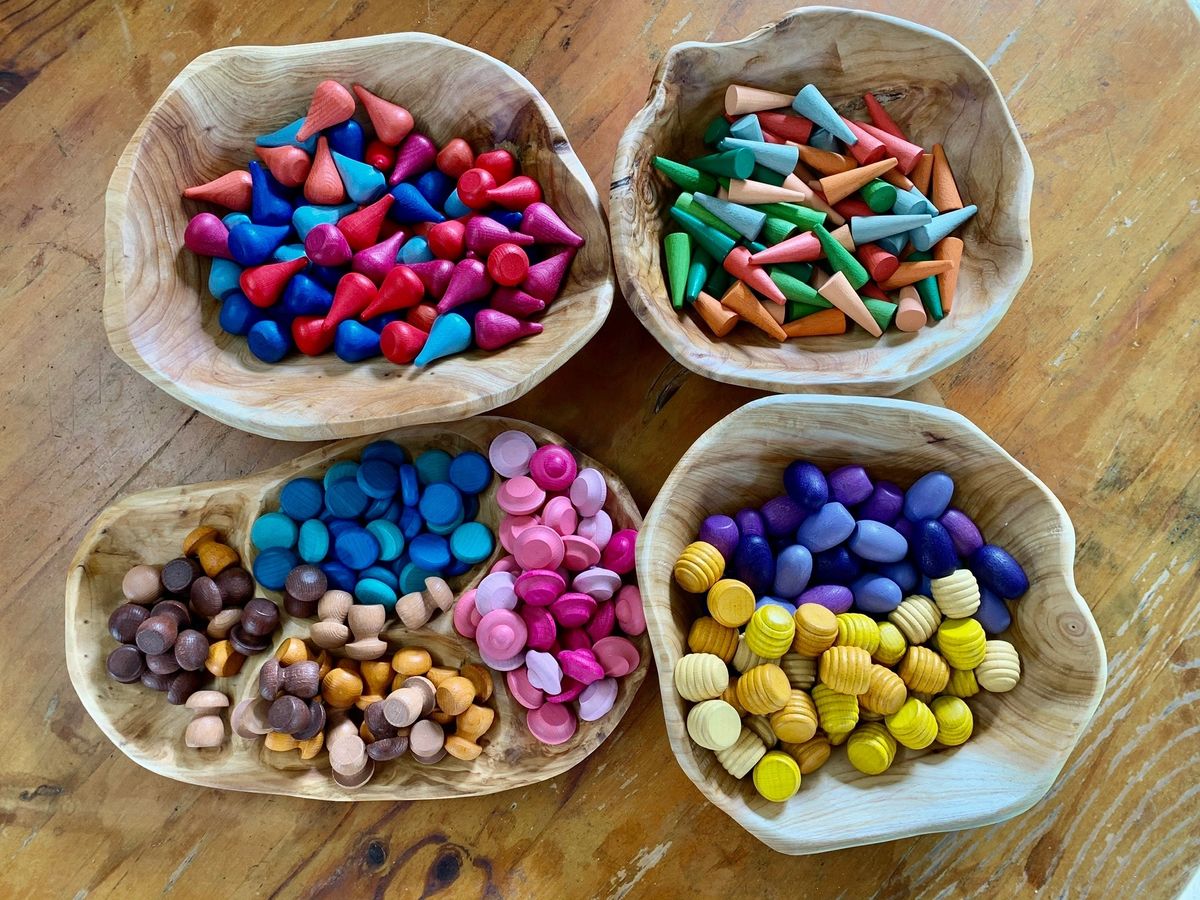 Wooden Rainbow Colour Mandala Loose Parts 324pcs Set - HAPPY GUMNUT
