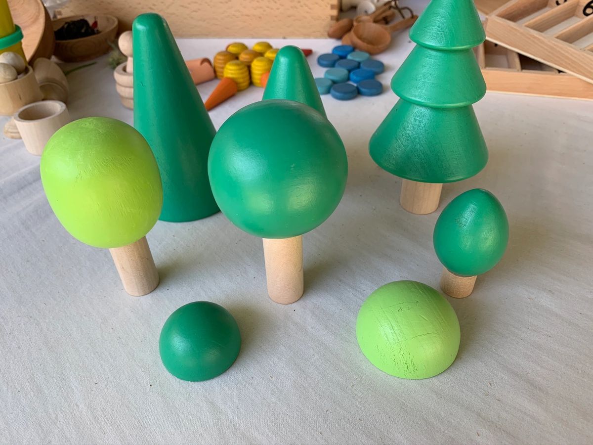 Wooden Toys Enchanted Forest Tree And Bush Set Open-ended Play Small World Play - HAPPY GUMNUT