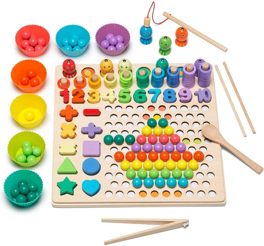 13 in 1 Beads Activity Board Montessori Inspired Kids Educational Wooden toys - HAPPY GUMNUT