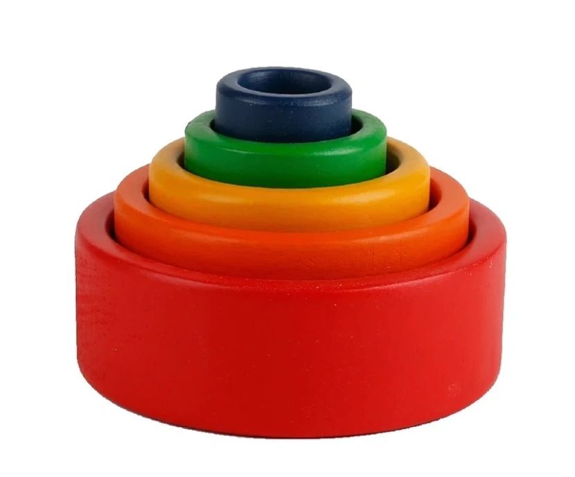 Montessori Natural Wooden Nesting Bowls Stacking Toy