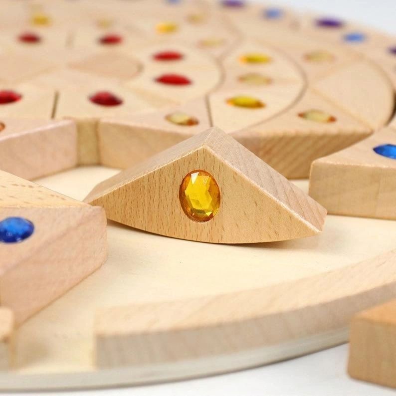 Wooden Mandala Round Gemstone Building Blocks LARGE - HAPPY GUMNUT